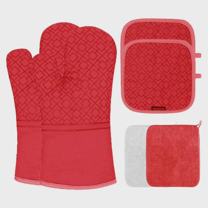 6pc Oven Gloves and Mittens