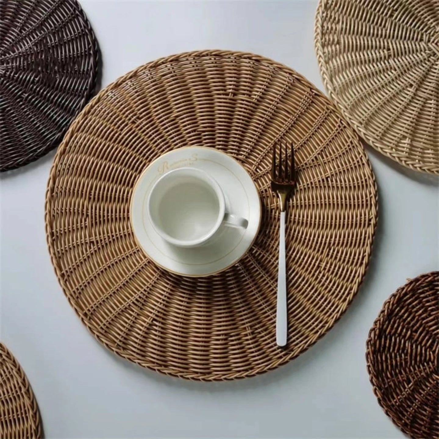 6pcs Set Thicker Rattan Table Placemat