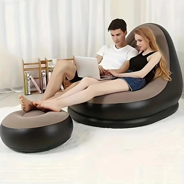 Inflatable sofa with foot rest