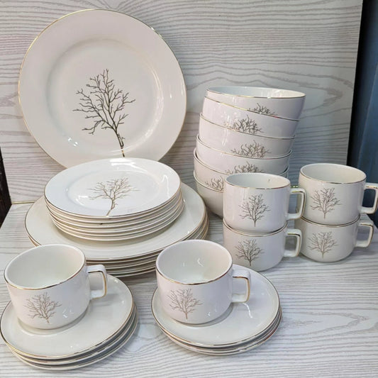 30pcs ceramic dinner set with gold rim