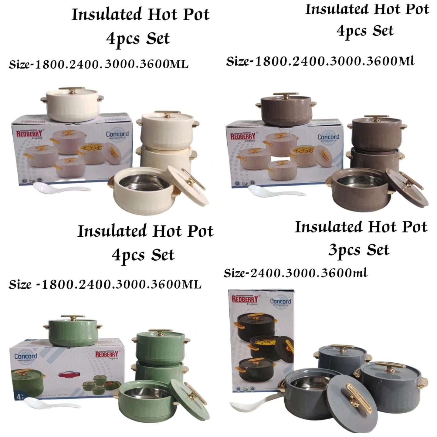 4Pc Insulated Concord Hotpots