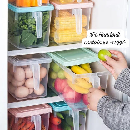 Set of 3 hand pull containers