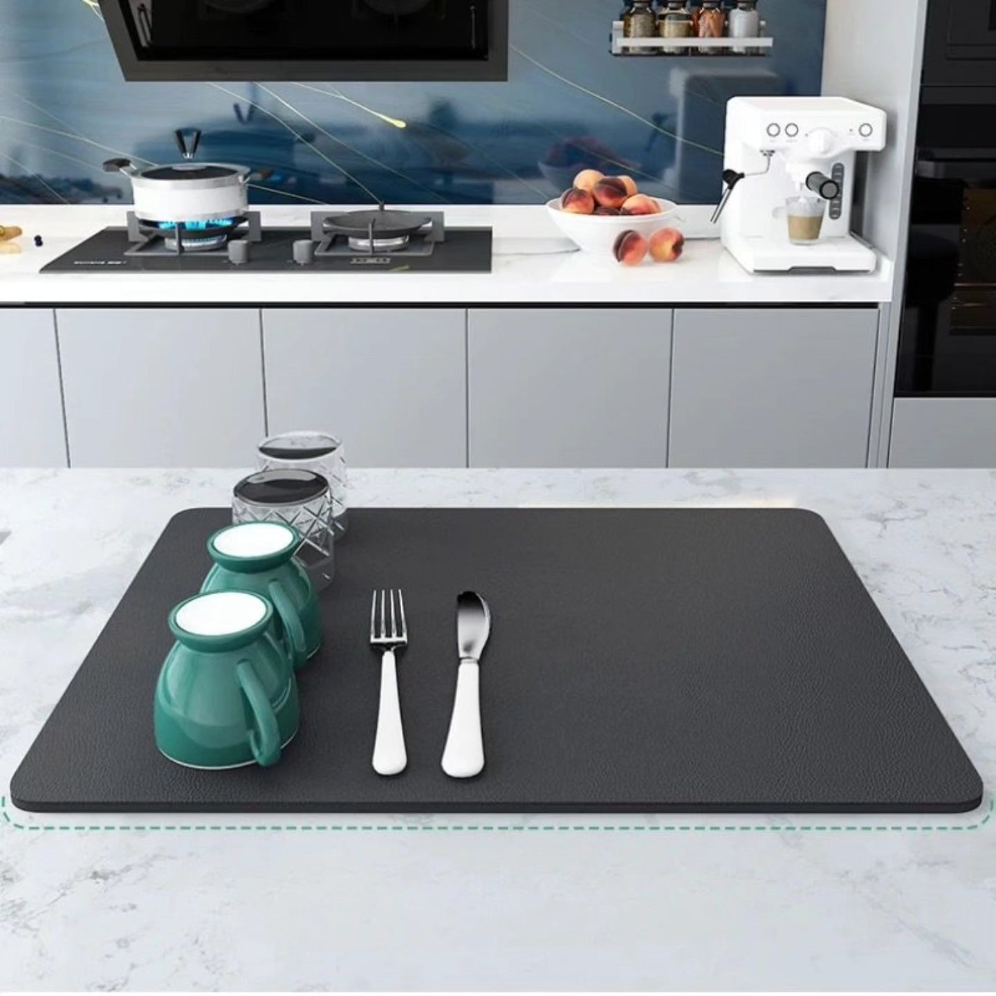 Absorbent sink dish mat