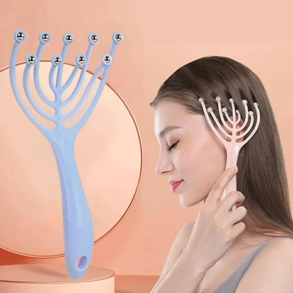 Double Layer Handheld Multi-Pronged Massager with Rolling Balls