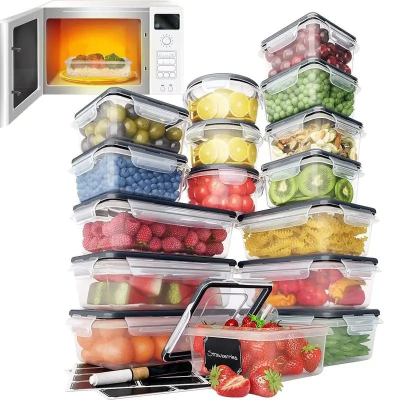 16pcs Bpa free airtight plastic containers