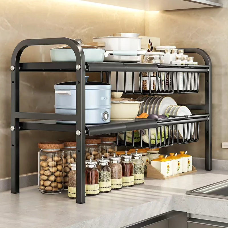 Under The Sink Adjustable 2 Tier Rack