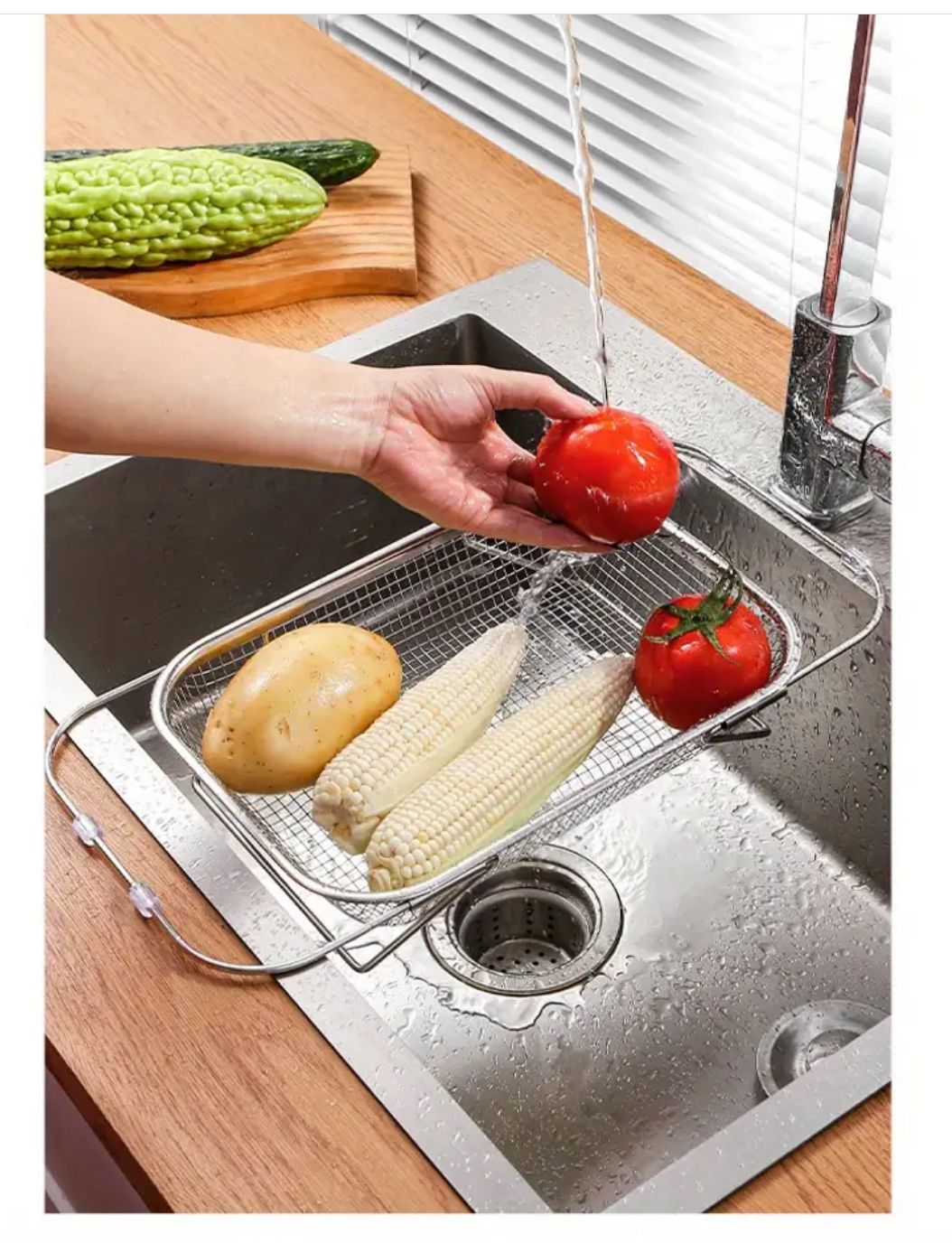 Stainless over the sink colander