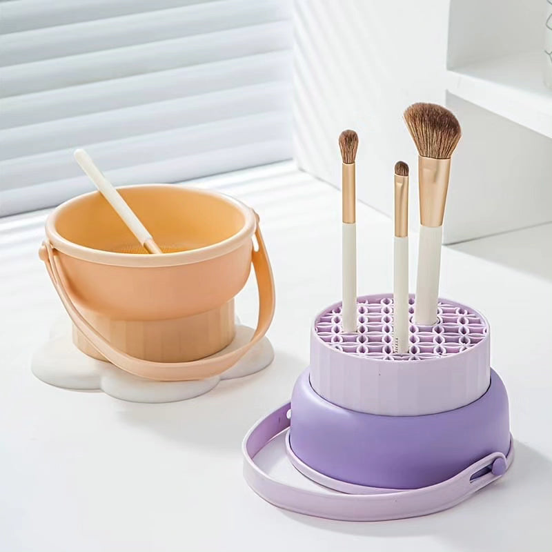 2 in 1Silicone Makeup Brush Cleaning Bowl with Dryer on the Other Side