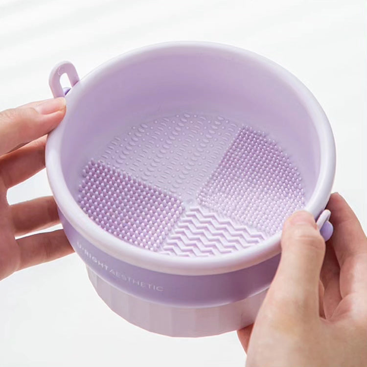 2 in 1Silicone Makeup Brush Cleaning Bowl with Dryer on the Other Side