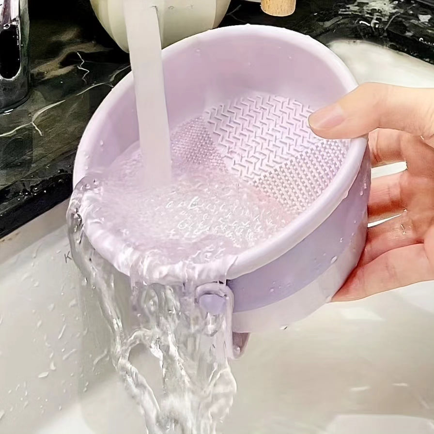 2 in 1Silicone Makeup Brush Cleaning Bowl with Dryer on the Other Side