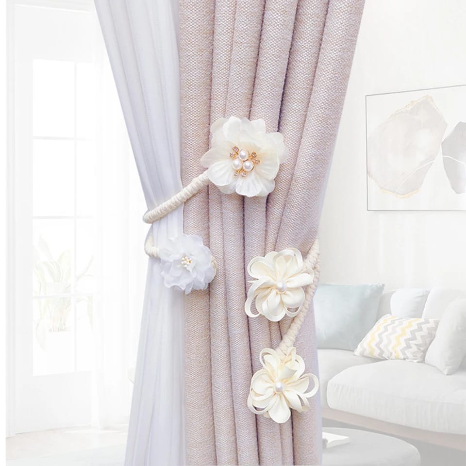 Flower curtain holder