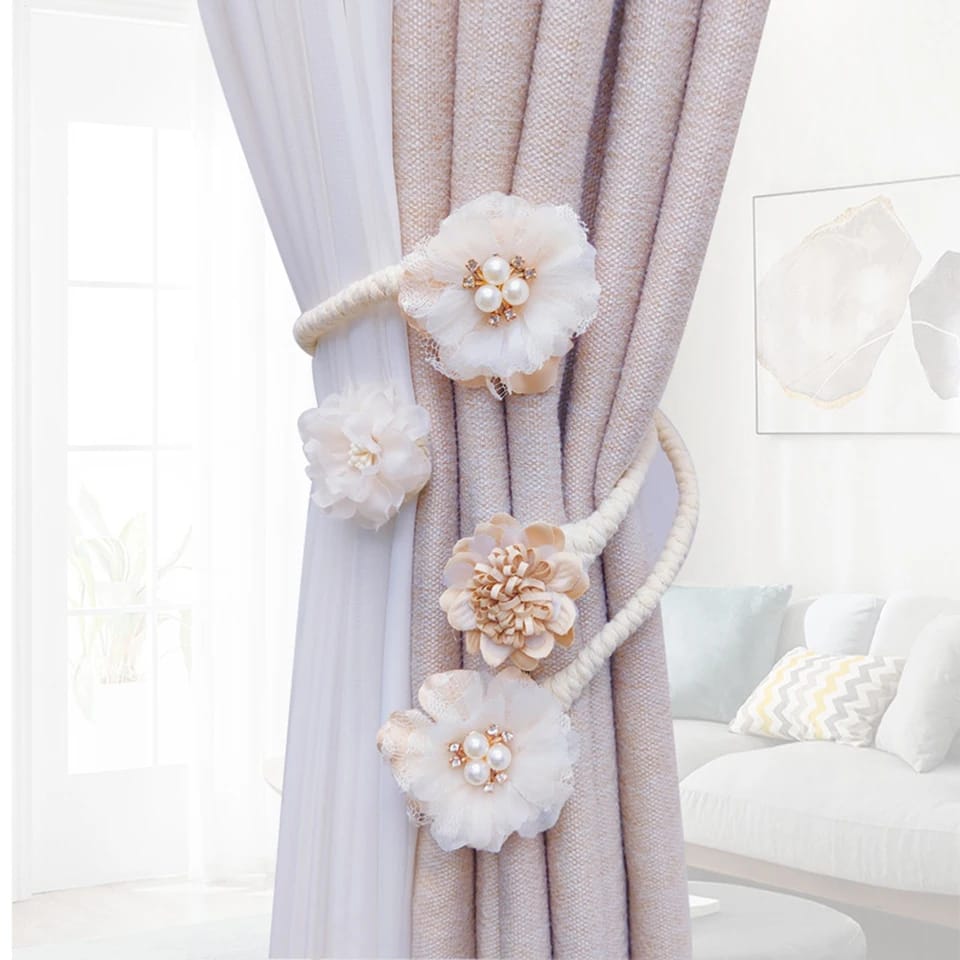 Flower curtain holder