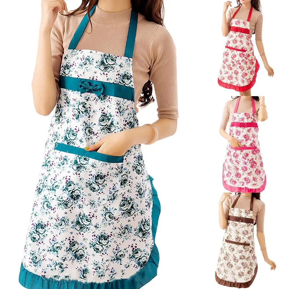 Floral sleeveless cooking apron