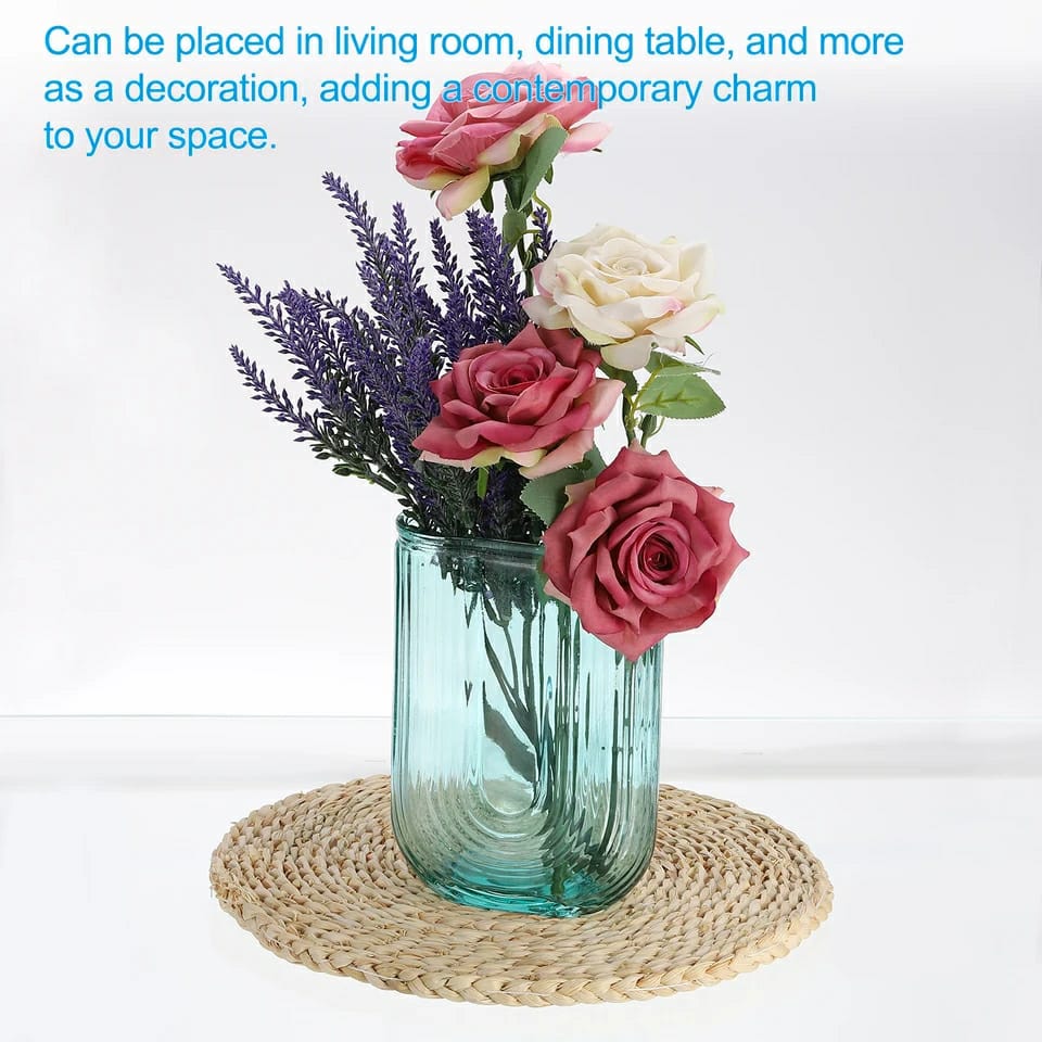 U Shaped ribbed glass flower vase each