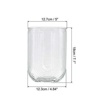 U Shaped ribbed glass flower vase