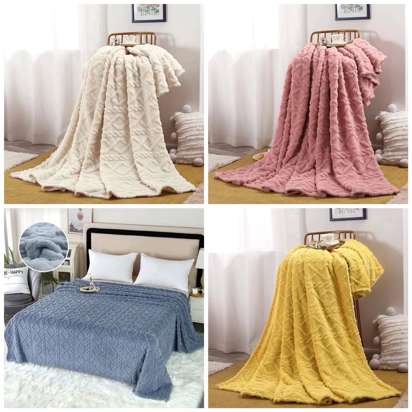 6*7 Solid Flannel Embossed Blanket