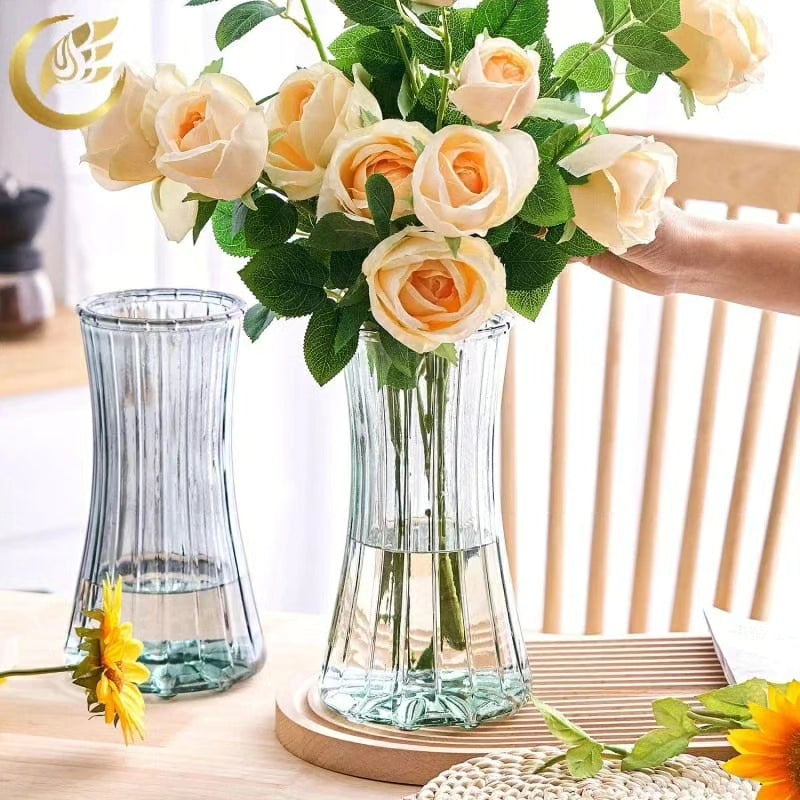 Long ribbed glass vase