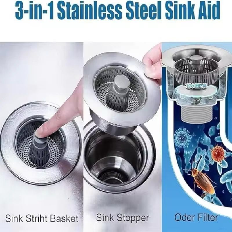 Sink strainer with pop up drain