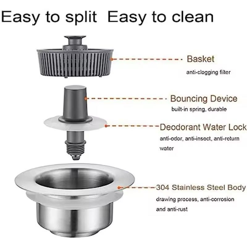 Sink strainer with pop up drain