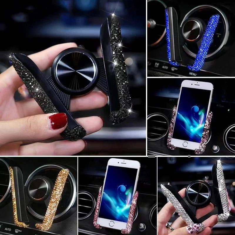 Car Phone Holder/Women Diamond Crystal Car Air Vent Mount Clip