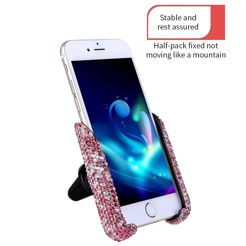 Car Phone Holder/Women Diamond Crystal Car Air Vent Mount Clip