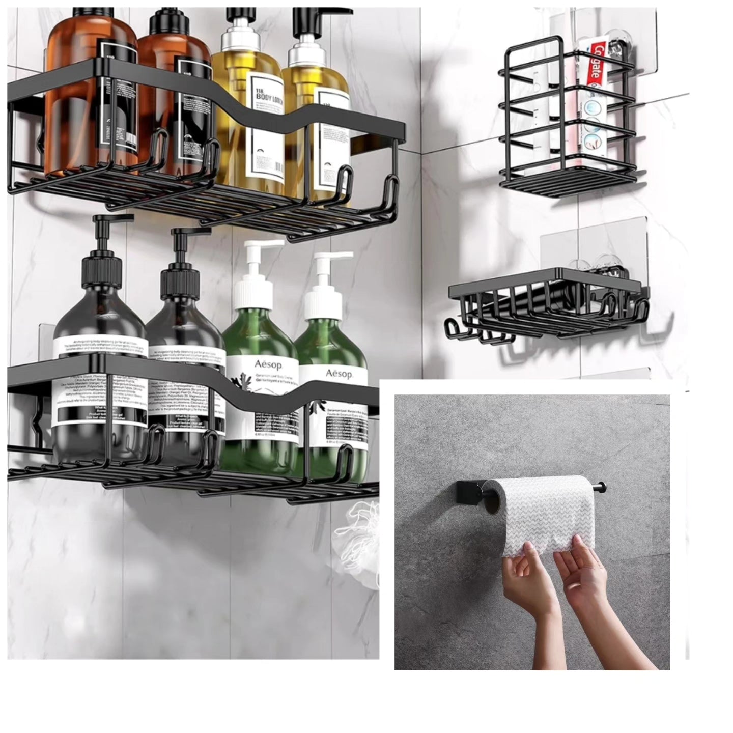 5pc shower caddy including tissue holder