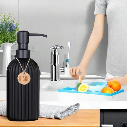 *2 pcs set hand and soap dispenser with wooden tray