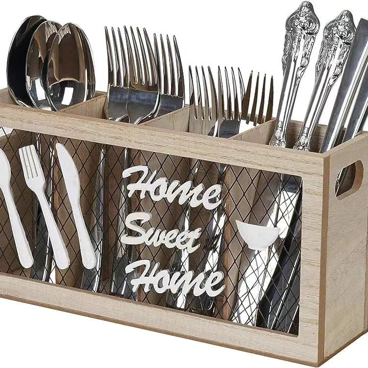 Wooden Kitchen Utensils Holder Cutlery