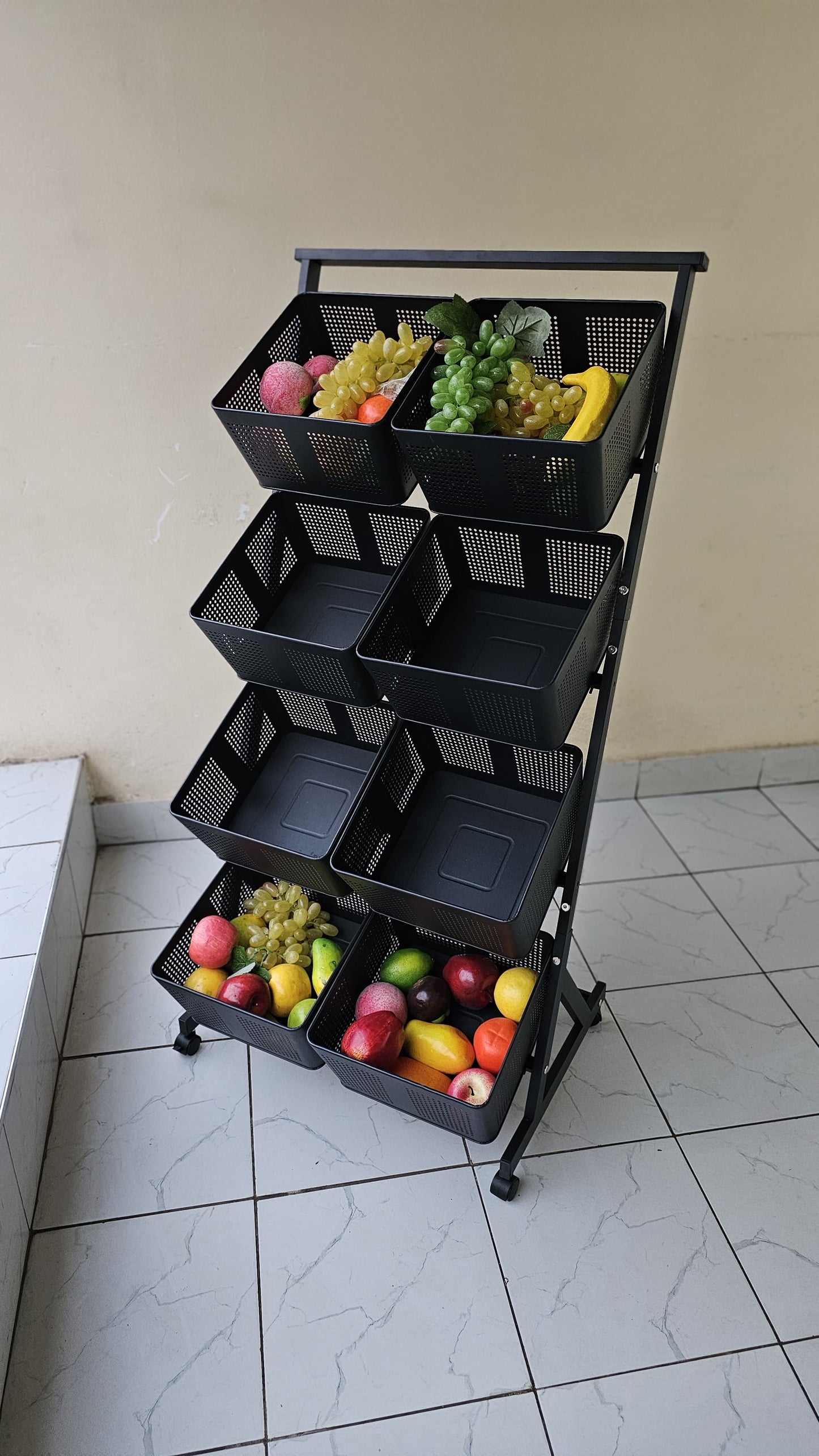 Compartment Multifunctional Metallic Vegetable/Fruits Cart Storage Rack