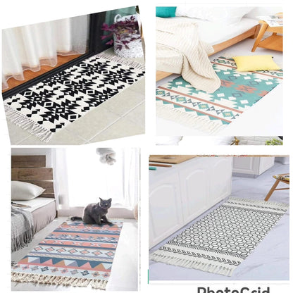 Boho Handmade Floor Rug with Tassle