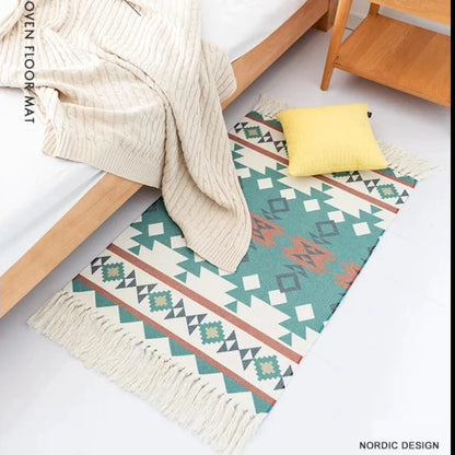 Boho Handmade Floor Rug with Tassle