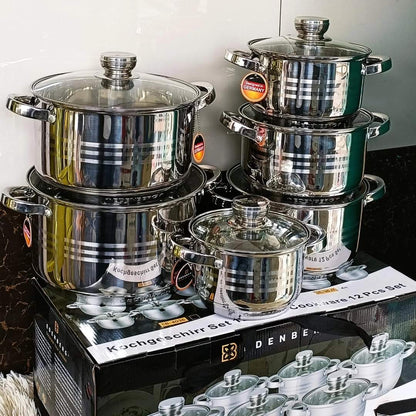 12 Pc Edenberg Stainless Cookware  Set Gha