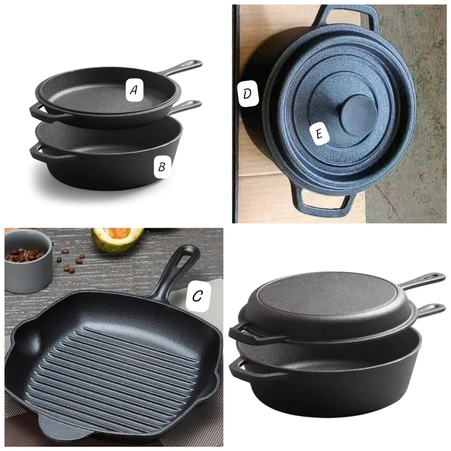 5Pc Cast Iron Cookware Set