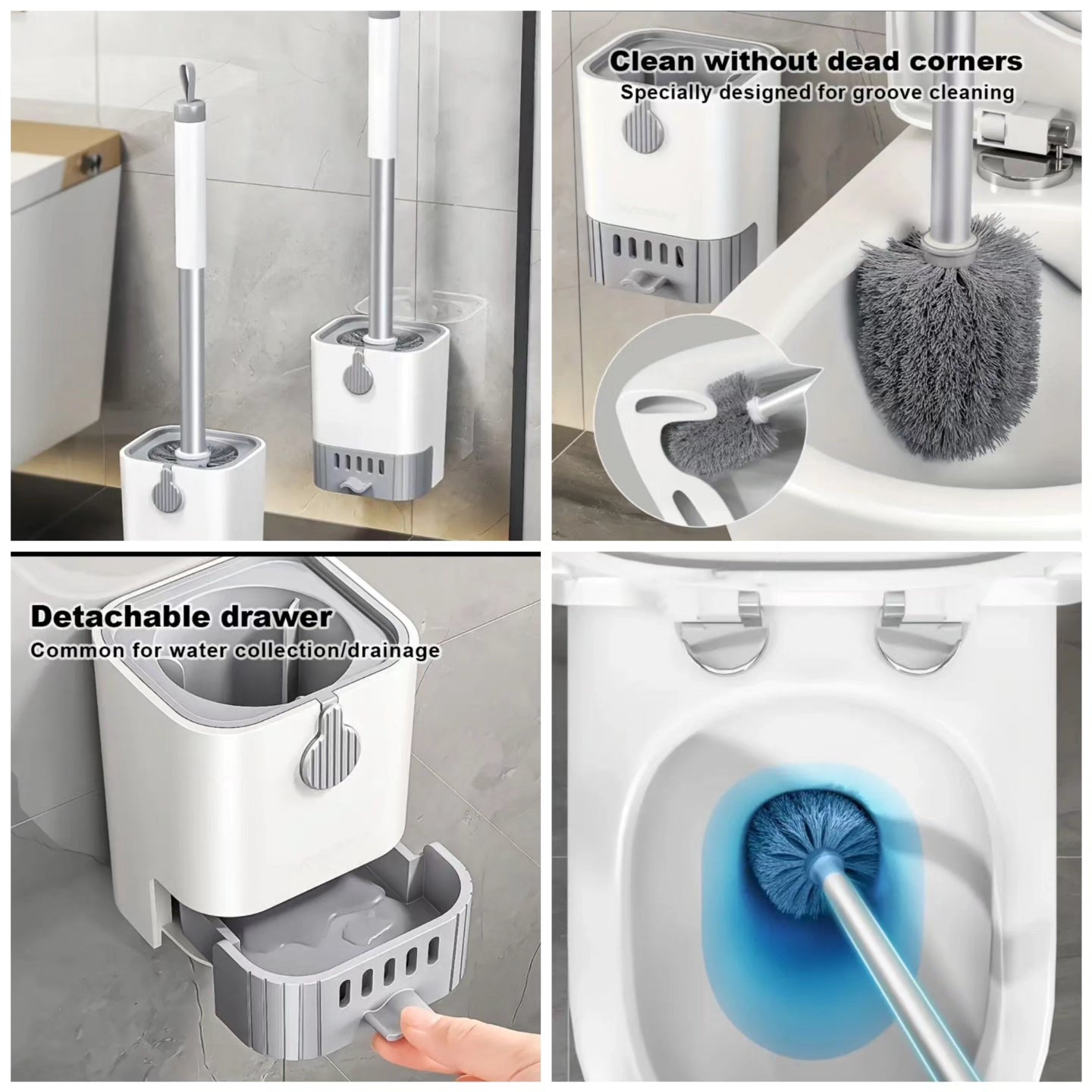 Wall mount toilet brush with holder