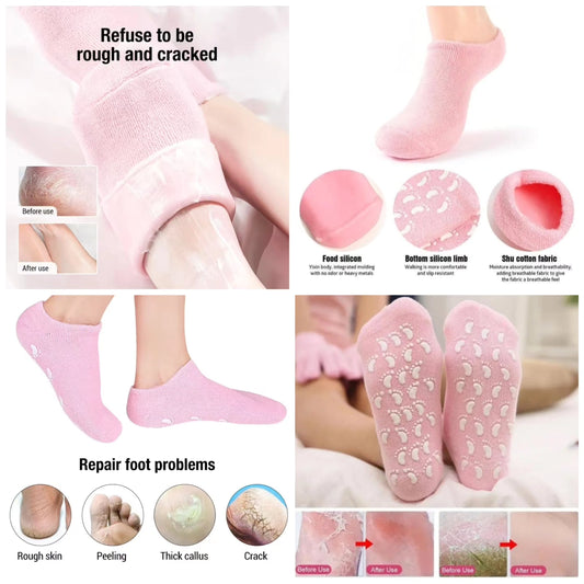 Moisturizing spa gel socks with antislip bottom