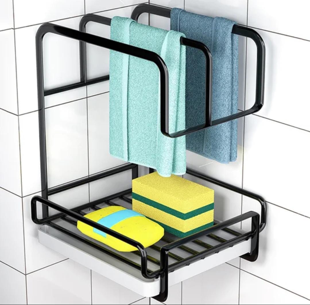 Metallic sink caddy with draining tray