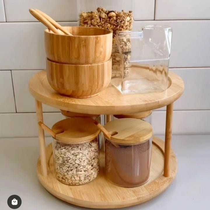 Bamboo rotating Spice Rack