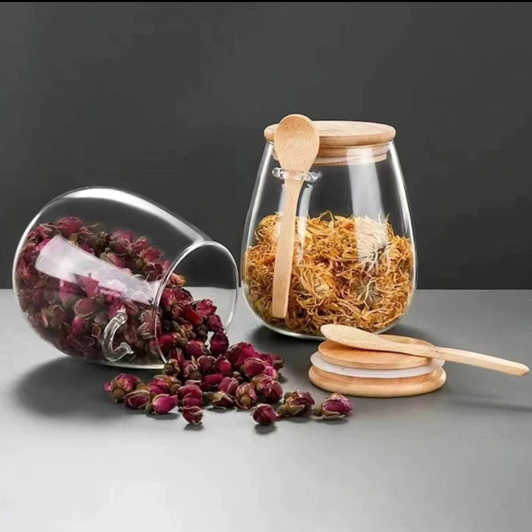 600ml Glass Storage Canister with Bamboo Spoon