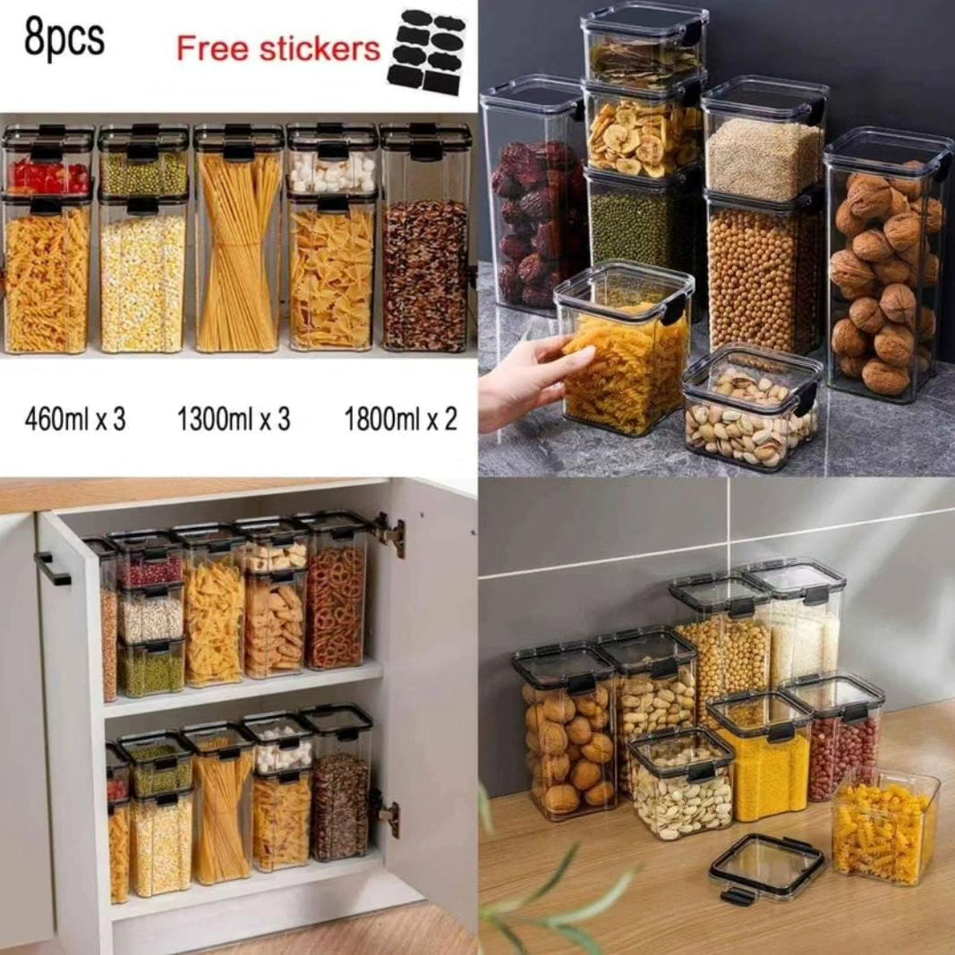 8pcs Transparent Acrylic Cereal Food Storage Containers