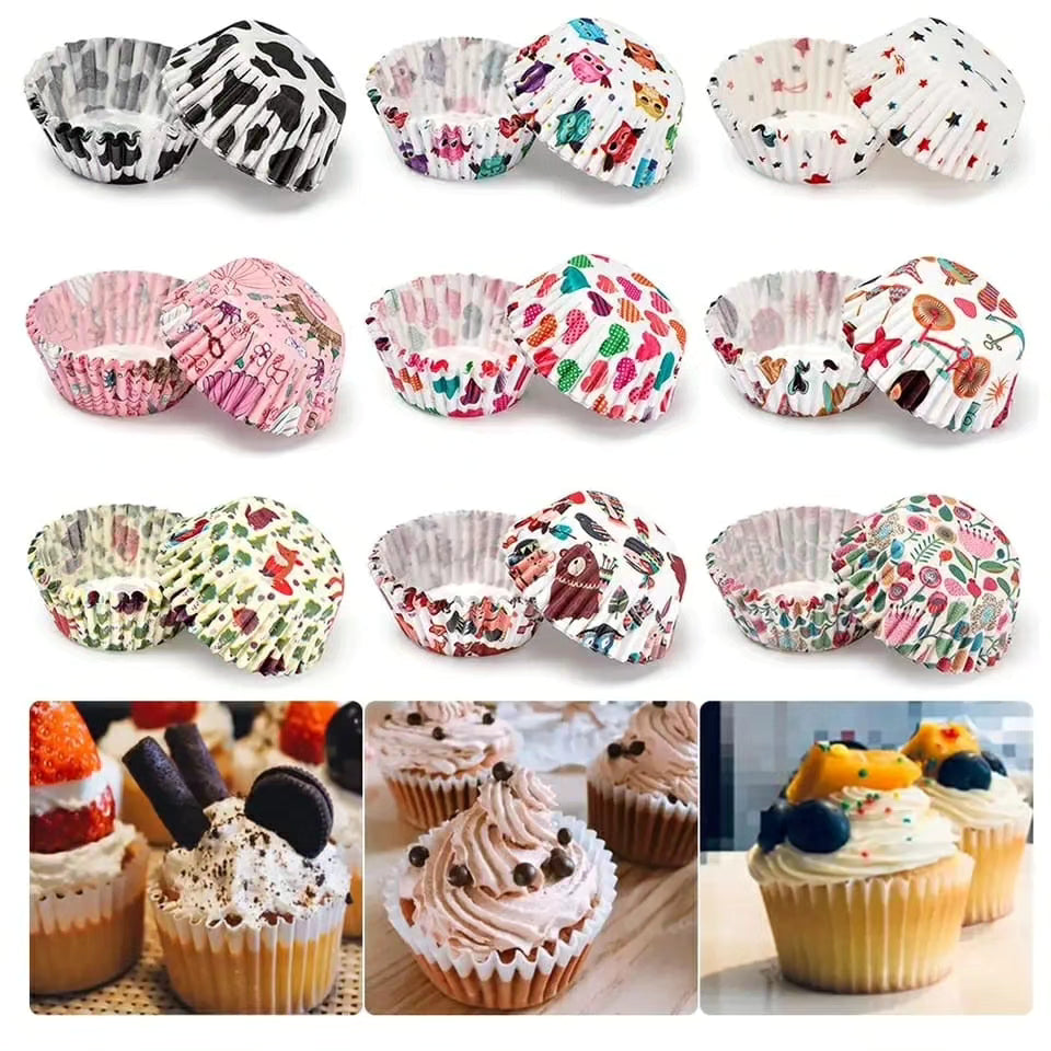 Multicolored disposable cup cake papers