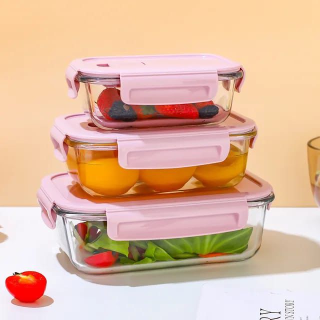 3pcs set Glass Lunch Box 2550/-