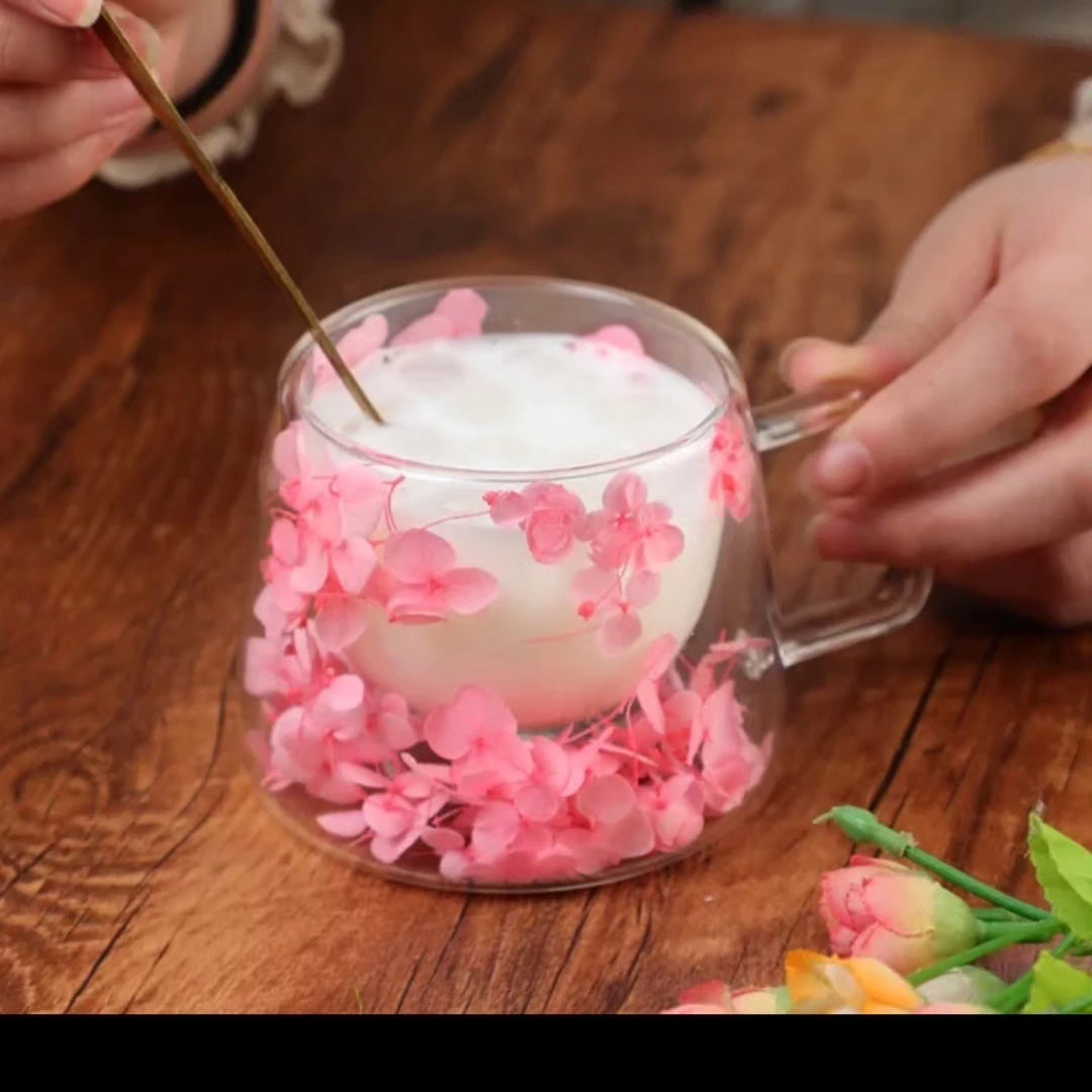 Double walled floral mug