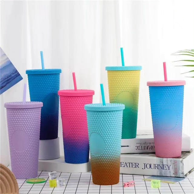 800ml Studded Tumbler with Lid and Straw