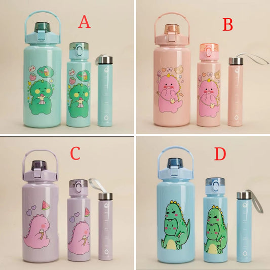 3 in 1 motivational water bottle set