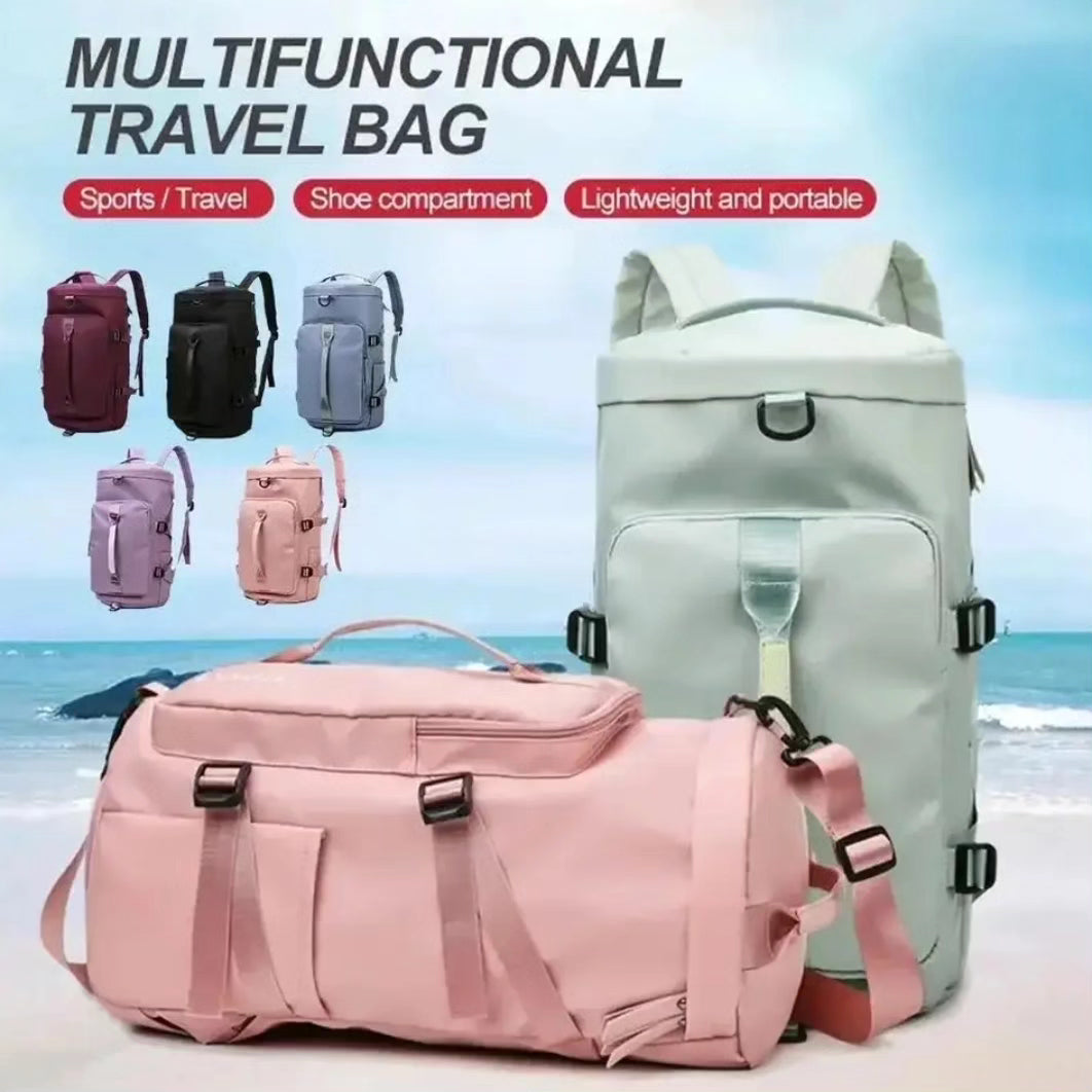 Gym travel duffle bag with shoe compartment