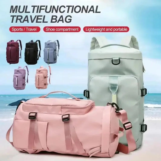 Gym travel duffle bag with shoe compartment