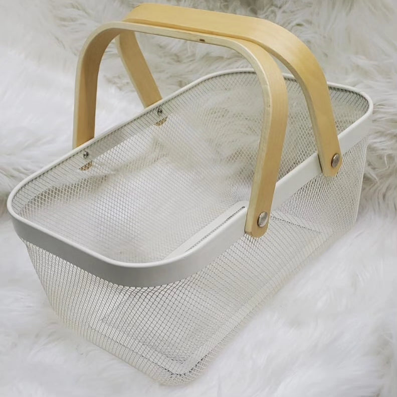 Large Metal Mesh Multifunctional Storage Basket White