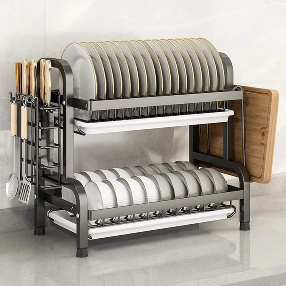 2 tier dish rack with cutlery holder & Chop Board Holder