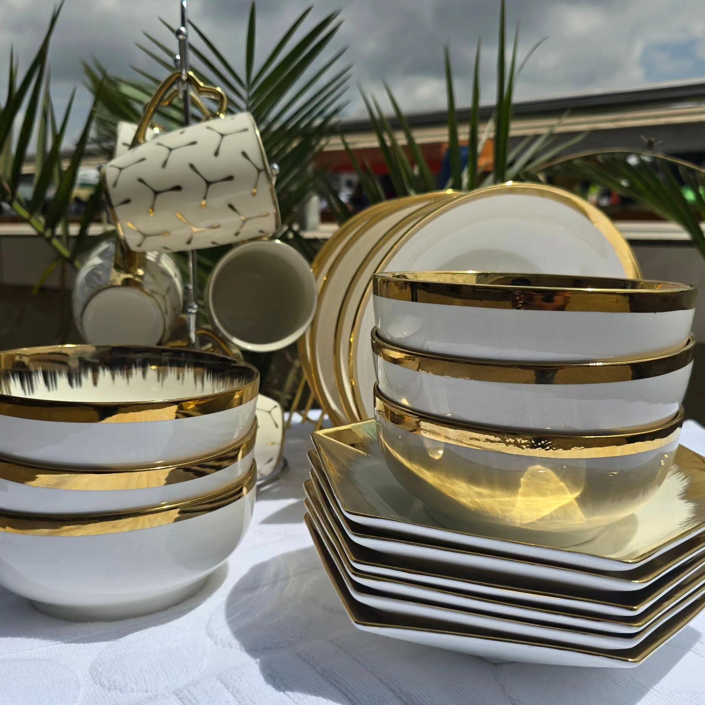 24pcs Gold Dinner Set