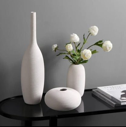 3Pc Ceramic Vases BlackNov